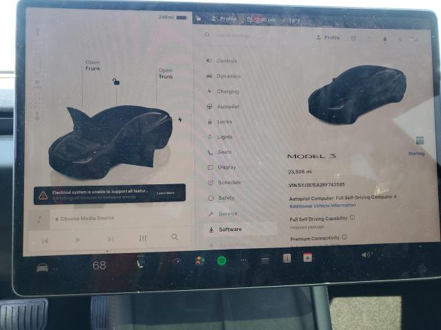 Photo 9 from auction – 2024 TESLA MODEL 3 with VIN 5YJ3E1EA2RF743585