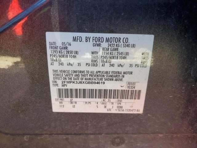 Photo 14 from auction – 2016 FORD EDGE SEL with VIN 2FMPK3J8XGBB94619
