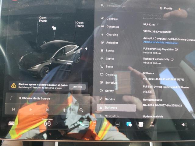 Photo 9 from auction – 2019 TESLA MODEL 3 with VIN 5YJ3E1EA1KF325122
