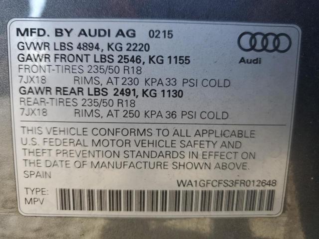 Photo 14 from auction – 2015 AUDI Q3 PRESTIG with VIN WA1GFCFS3FR012648