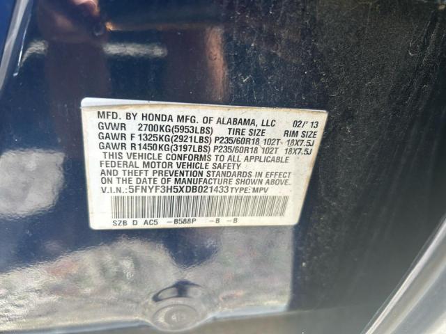 Photo 10 from auction – 2013 HONDA PILOT EXL with VIN 5FNYF3H5XDB021433