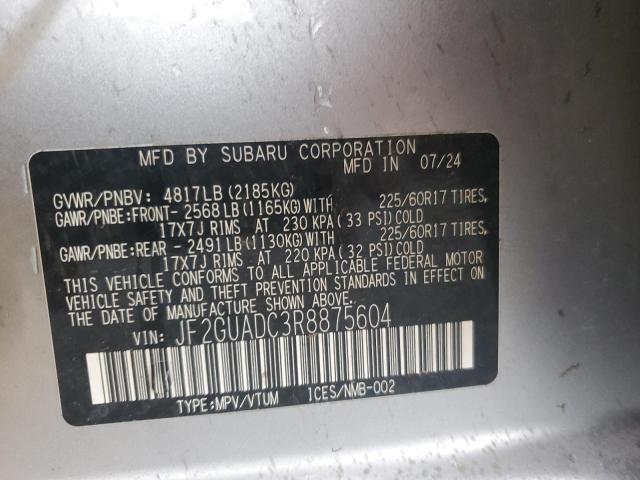 Photo 14 from auction – 2024 SUBARU CROSSTREK with VIN JF2GUADC3R8875604