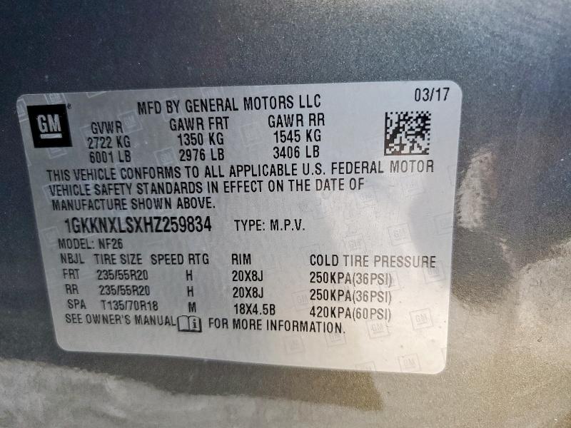 Photo 14 from auction – 2017 GMC ACADIA DEN with VIN 1GKKNXLSXHZ259834