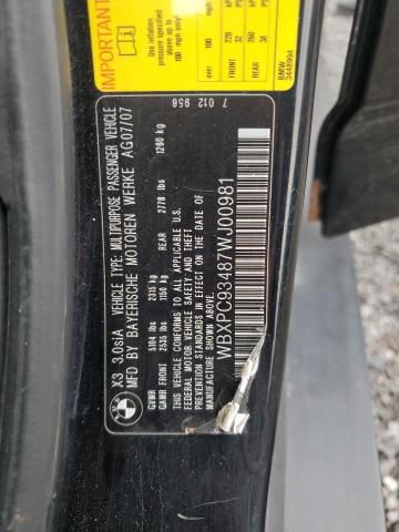 Photo 14 from auction – 2007 BMW X3 3.0SI with VIN WBXPC93487WJ00981