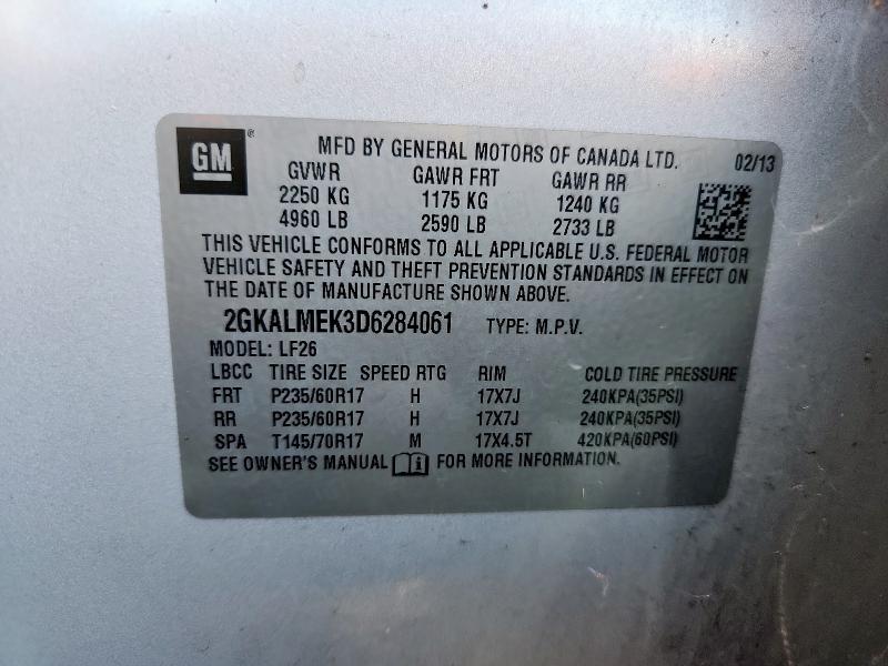 Photo 14 from auction – 2013 GMC TERRAIN SL with VIN 2GKALMEK3D6284061