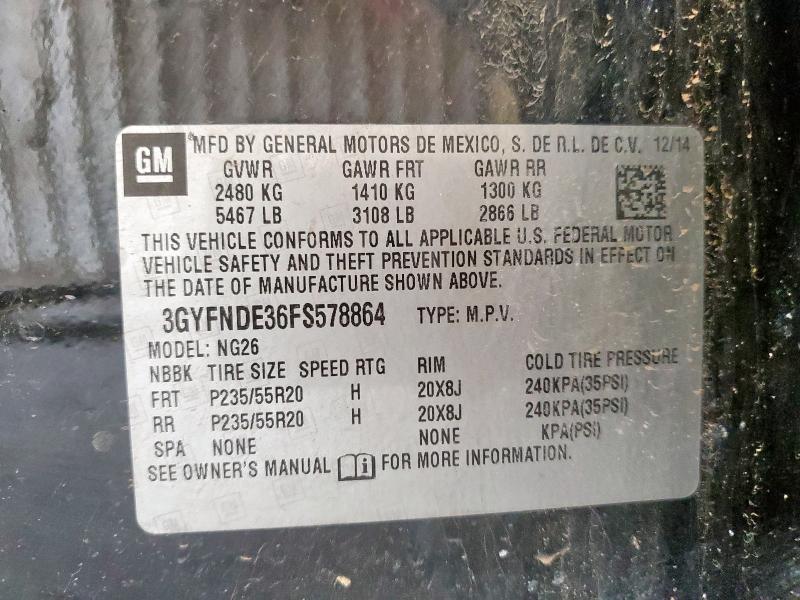 Photo 14 from auction – 2015 CADILLAC SRX PREMIU with VIN 3GYFNDE36FS578864