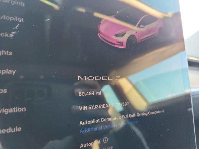 Photo 9 from auction – 2022 TESLA MODEL 3 with VIN 5YJ3E1EA4NF287597