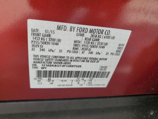 Photo 14 from auction – 2015 FORD EXPLORER with VIN 1FM5K8GT4FGB87026