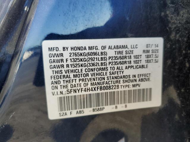 Photo 14 from auction – 2015 HONDA PILOT EX with VIN 5FNYF4H4XFB008228