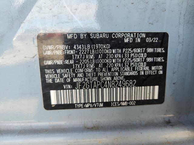 Photo 14 from auction – 2022 SUBARU CROSSTREK with VIN JF2GTAPC4N8249682