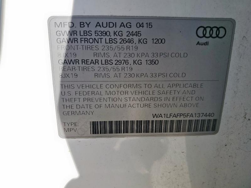صورة رقم 14 من المزاد - 2015 AUDI Q5 PREMIUM مع VIN WA1LFAFP5FA137440