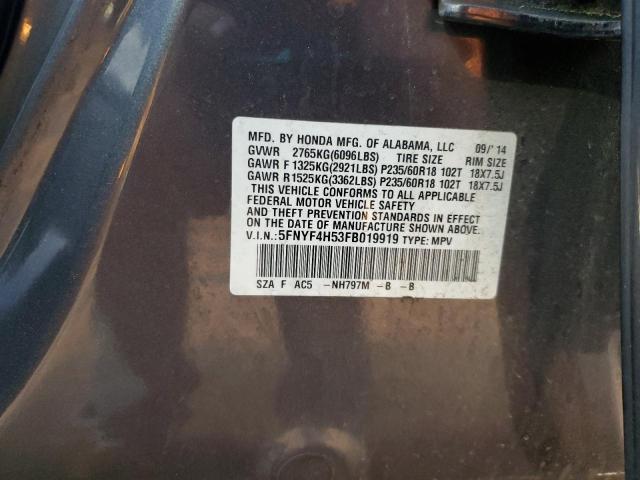 Foto 14 de la subasta – 2015 HONDA PILOT EXL con VIN 5FNYF4H53FB019919