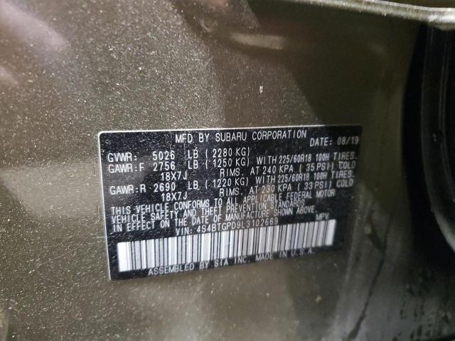 Photo 14 from auction – 2020 SUBARU OUTBACK TO with VIN 4S4BTGPD9L3102669