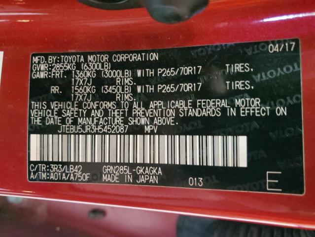 Photo 14 from auction – 2017 TOYOTA 4RUNNER SR5/SR5 PREMIUM with VIN JTEBU5JR3H5452087