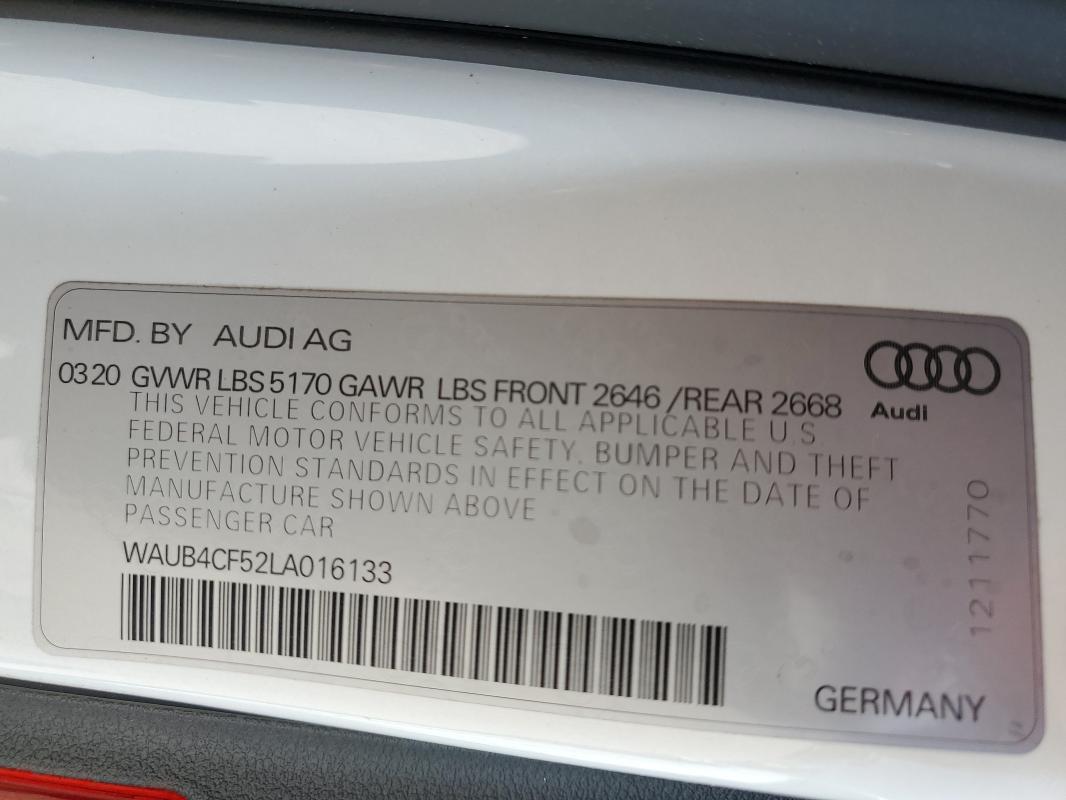 Photo 14 from auction – 2020 AUDI S5 PRESTIG with VIN WAUB4CF52LA016133