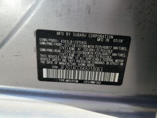 Photo 14 from auction – 2019 SUBARU CROSSTREK with VIN JF2GTACC6K8218063