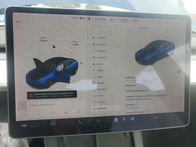 Photo 9 from auction – 2021 TESLA MODEL 3 with VIN 5YJ3E1EA3MF084523