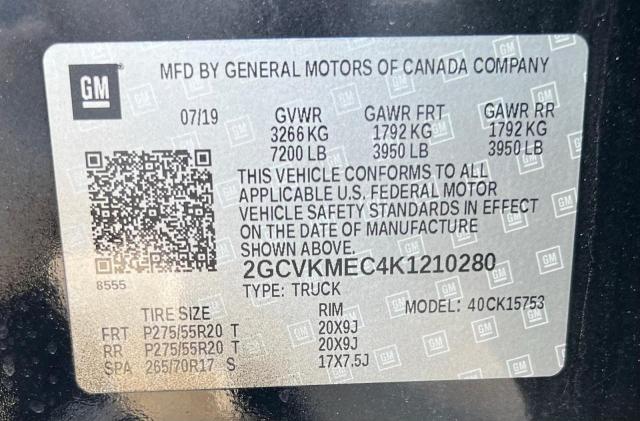 Photo 10 from auction – 2019 CHEVROLET SILVERADO with VIN 2GCVKMEC4K1210280