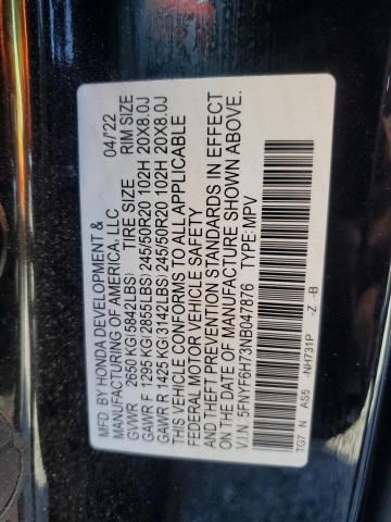 Photo 14 from auction – 2022 HONDA PILOT BLAC with VIN 5FNYF6H73NB047876