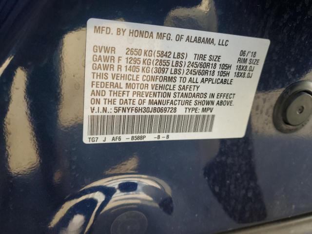 Foto 14 de la subasta – 2018 HONDA PILOT EX con VIN 5FNYF6H30JB069728