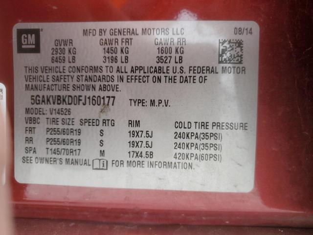 Photo 14 from auction – 2015 BUICK ENCLAVE with VIN 5GAKVBKD0FJ160177