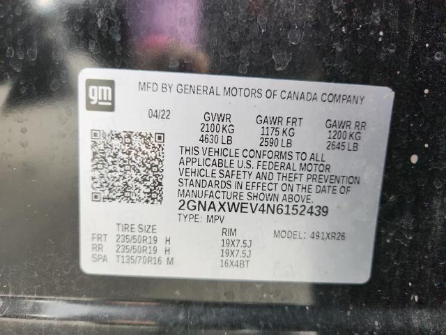 Photo 14 from auction – 2022 CHEVROLET EQUINOX RS with VIN 2GNAXWEV4N6152439