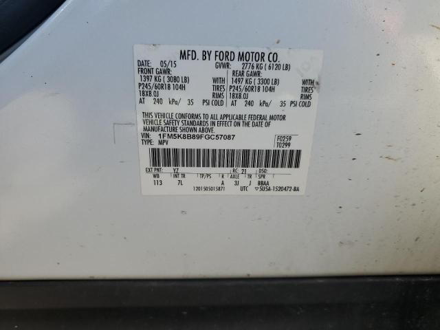 Photo 14 from auction – 2015 FORD EXPLORER with VIN 1FM5K8B89FGC57087