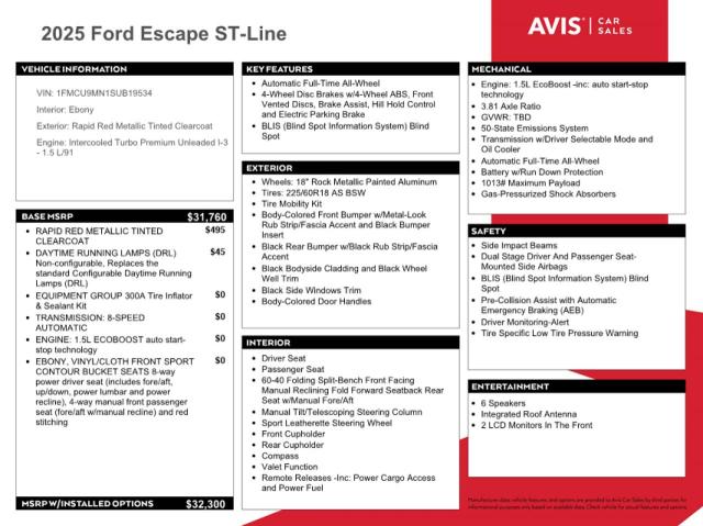 Photo 13 from auction – 2025 FORD ESCAPE ST with VIN 1FMCU9MN1SUB19534