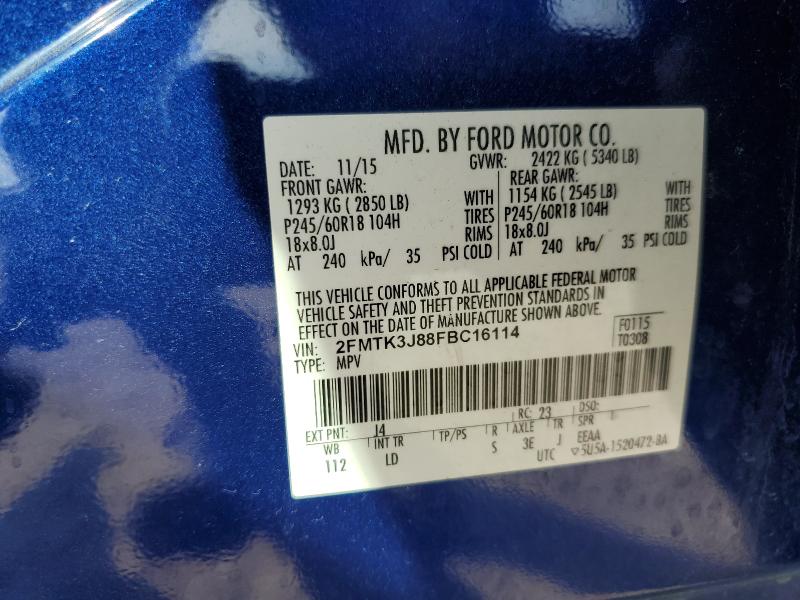 Photo 14 from auction – 2015 FORD EDGE SEL with VIN 2FMTK3J88FBC16114
