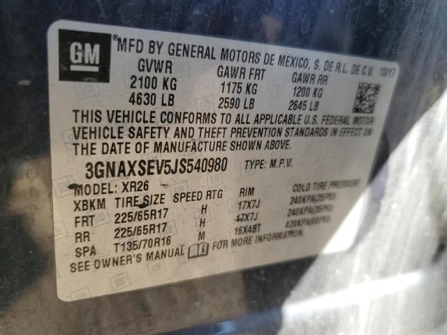 Photo 14 from auction – 2018 CHEVROLET EQUINOX LT with VIN 3GNAXSEV5JS540980