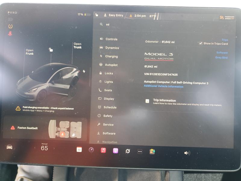 Photo 9 from auction – 2022 TESLA MODEL 3 with VIN 5YJ3E1EC0NF347425