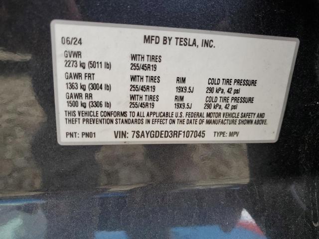 Photo 14 from auction – 2024 TESLA MODEL Y with VIN 7SAYGDED3RF107045