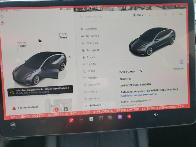 Photo 9 from auction – 2023 TESLA MODEL 3 with VIN 5YJ3E1EA3PF596576