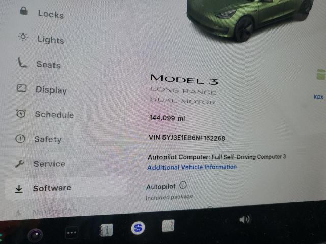 Photo 9 from auction – 2022 TESLA MODEL 3 with VIN 5YJ3E1EB6NF162268