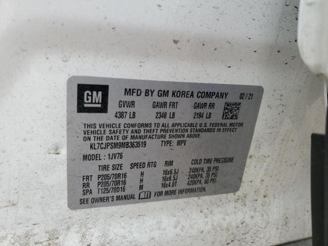 Photo 14 from auction – 2021 CHEVROLET TRAX 1LT with VIN KL7CJPSM9MB363519