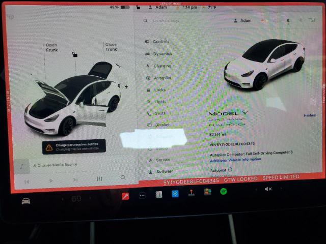 Photo 9 from auction – 2020 TESLA MODEL Y with VIN 5YJYGDEE8LF004345