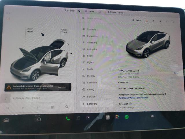 Photo 9 from auction – 2022 TESLA MODEL Y with VIN 7SAYGDEEXNF355456