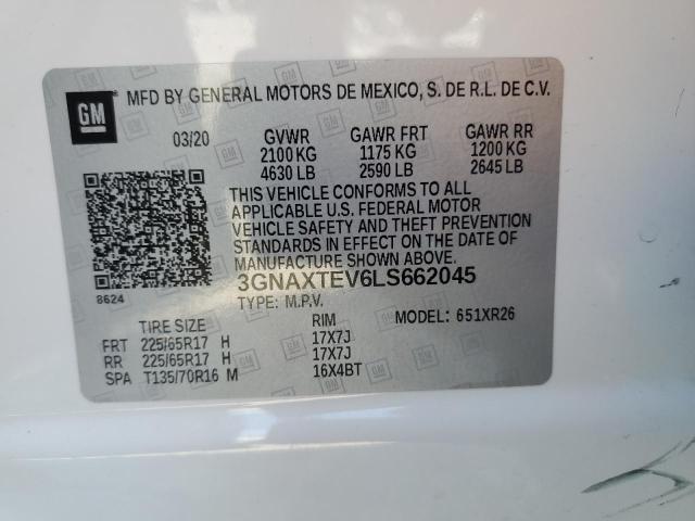 Photo 14 from auction – 2020 CHEVROLET EQUINOX LT with VIN 3GNAXTEV6LS662045