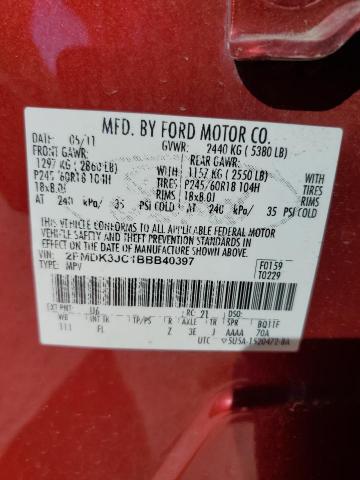 Photo 14 from auction – 2011 FORD EDGE SEL with VIN 2FMDK3JC1BBB40397