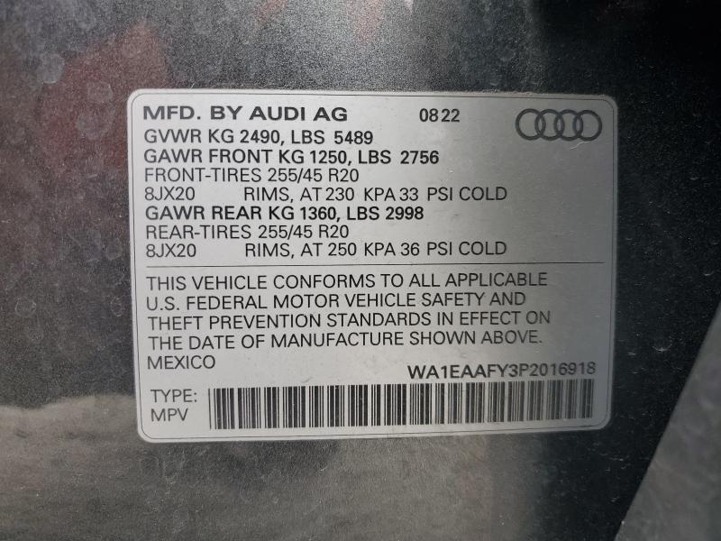 Photo 14 from auction – 2023 AUDI Q5 PREMIUM with VIN WA1EAAFY3P2016918
