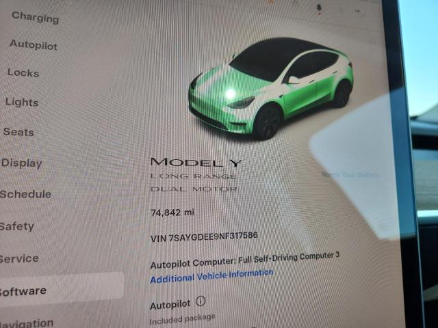 Photo 9 from auction – 2022 TESLA MODEL Y with VIN 7SAYGDEE9NF317586