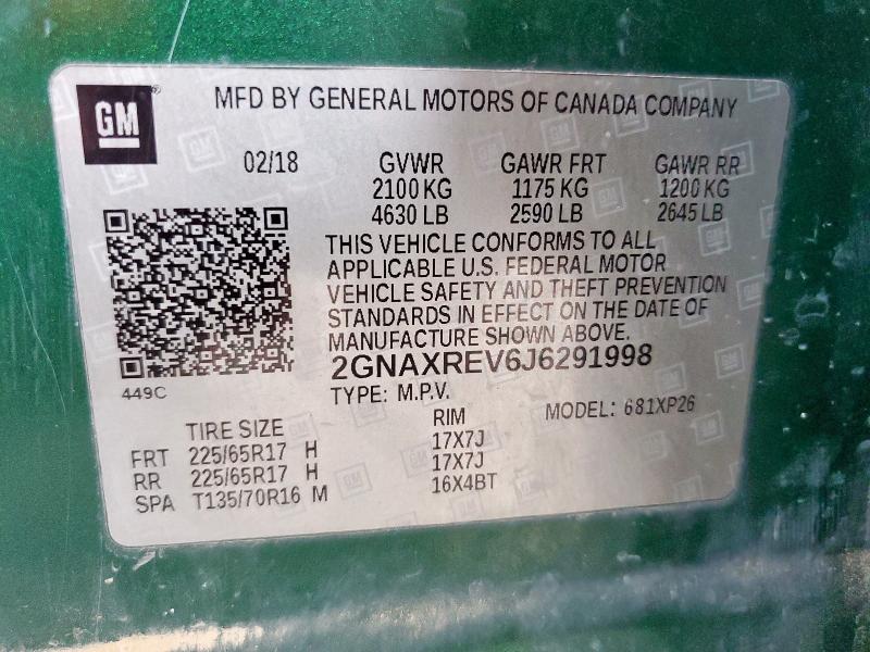 Photo 14 from auction – 2018 CHEVROLET EQUINOX LS with VIN 2GNAXREV6J6291998