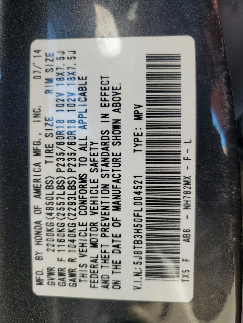 Photo 14 from auction – 2015 ACURA RDX TECHNO with VIN 5J8TB3H50FL004521