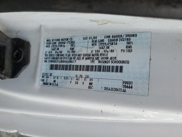 Photo 14 from auction – 2004 FORD ECONOLINE with VIN 1FBNE31L84HA48617