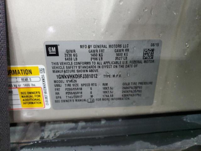 Photo 14 from auction – 2015 CHEVROLET TRAVERSE L with VIN 1GNKVHKD9FJ381012