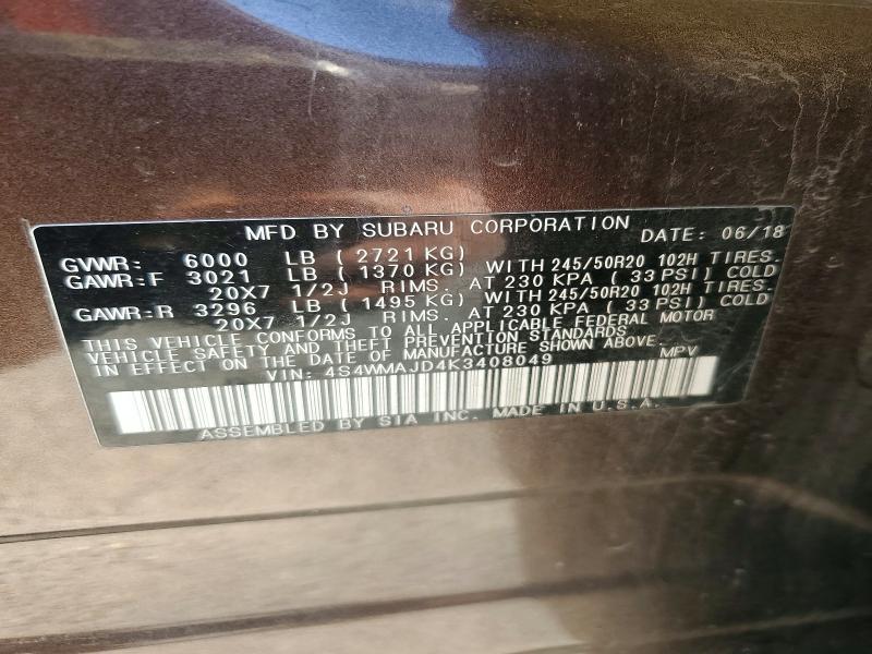 Zdjęcie 14 z aukcji – 2019 SUBARU ASCENT z VIN 4S4WMAJD4K3408049
