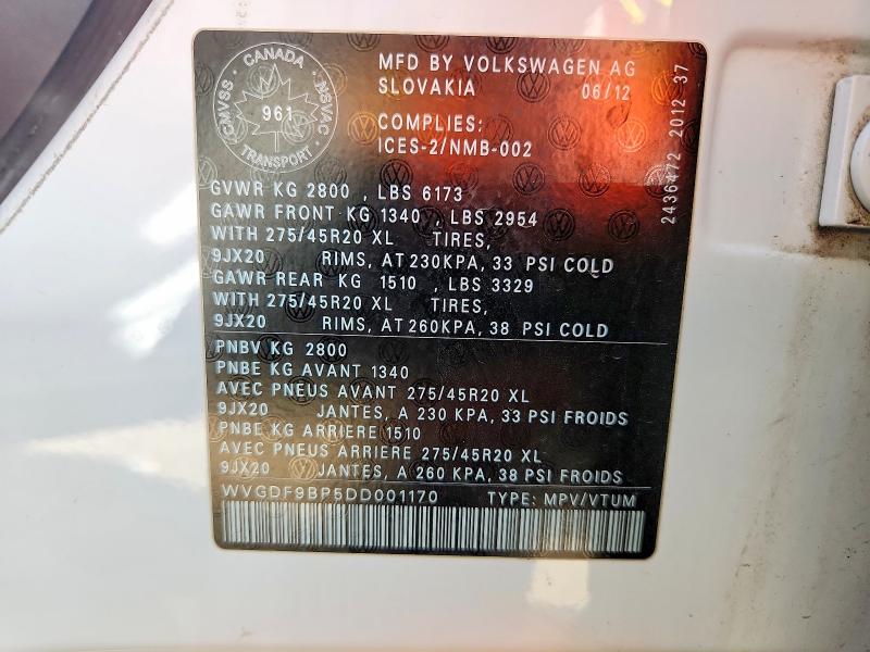 Снимка 14 от търг – 2013 VOLKSWAGEN TOUAREG с VIN WVGDF9BP5DD001170