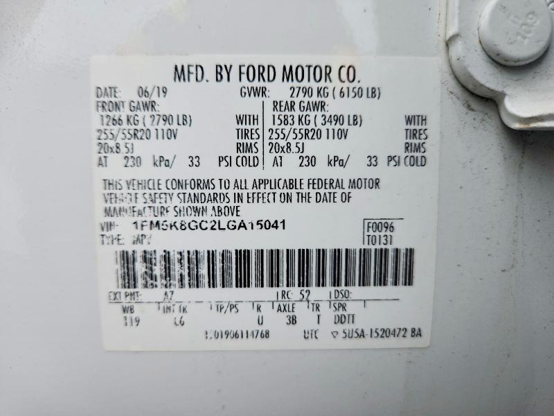 Zdjęcie 14 z aukcji – 2020 FORD EXPLORER z VIN 1FM5K8GC2LGA15041