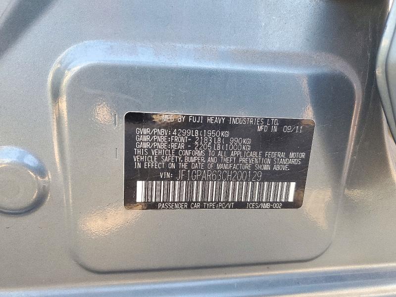 Снимка 14 от търг – 2012 SUBARU IMPREZA с VIN JF1GPAR63CH200129