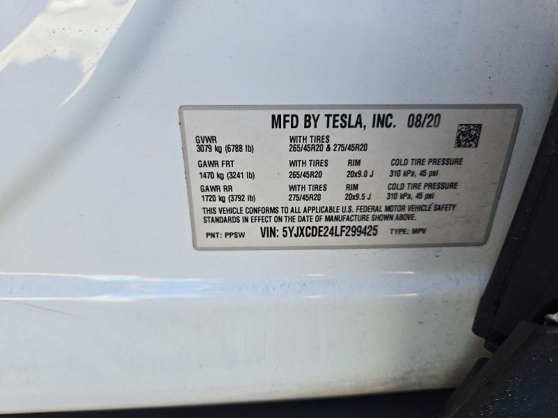 Photo 14 from auction – 2020 TESLA MODEL X with VIN 5YJXCDE24LF299425